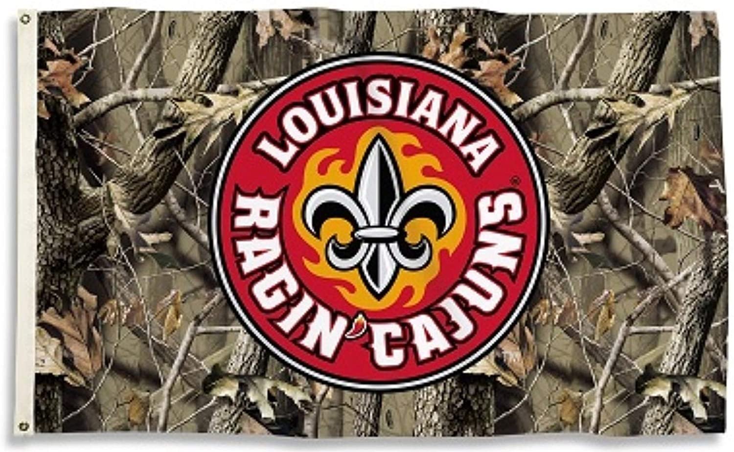 University of Louisiana Lafayette Ragin Cajuns Premium 3x5 Feet Flag Banner, Camo Design, Metal Grommets, Outdoor Use, Single Sided