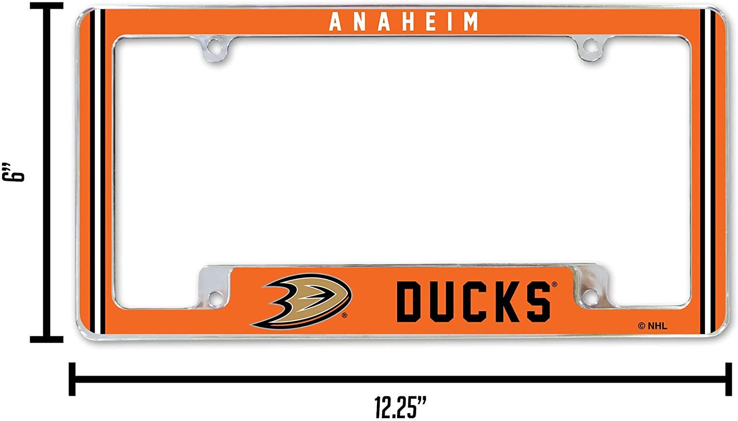 Anaheim Ducks Metal License Plate Frame Chrome Tag Cover Alternate Design 6x12 Inch