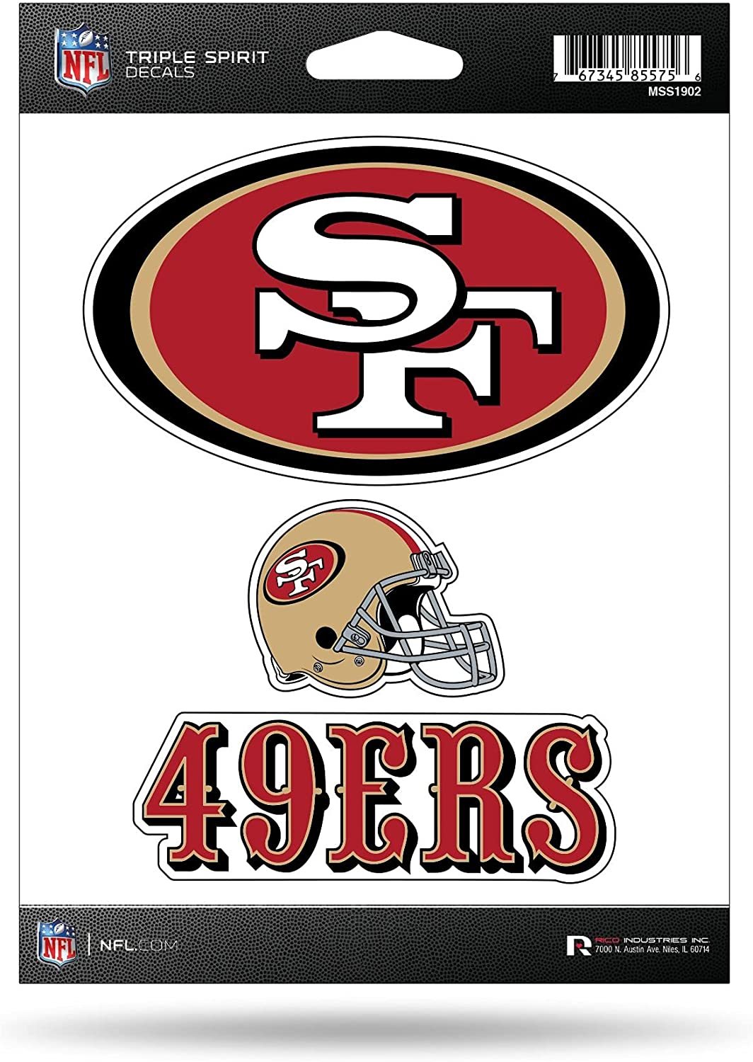 San Francisco 49ers Triple Sticker Decal Sheet 3-Piece Die Cut