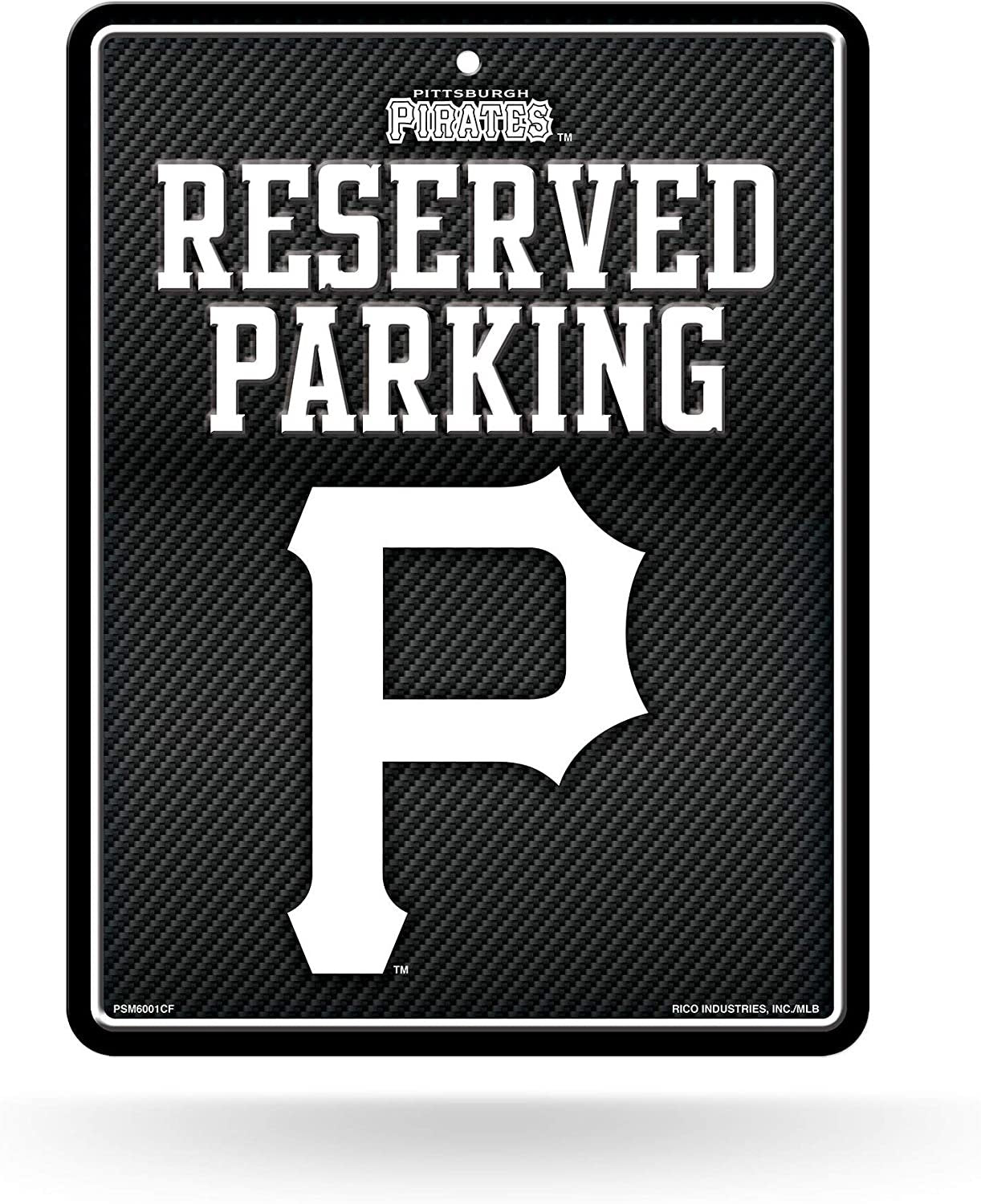 Pittsburgh Pirates Metal Parking Novelty Wall Sign 8.5 x 11 Inch Carbon Fiber Design