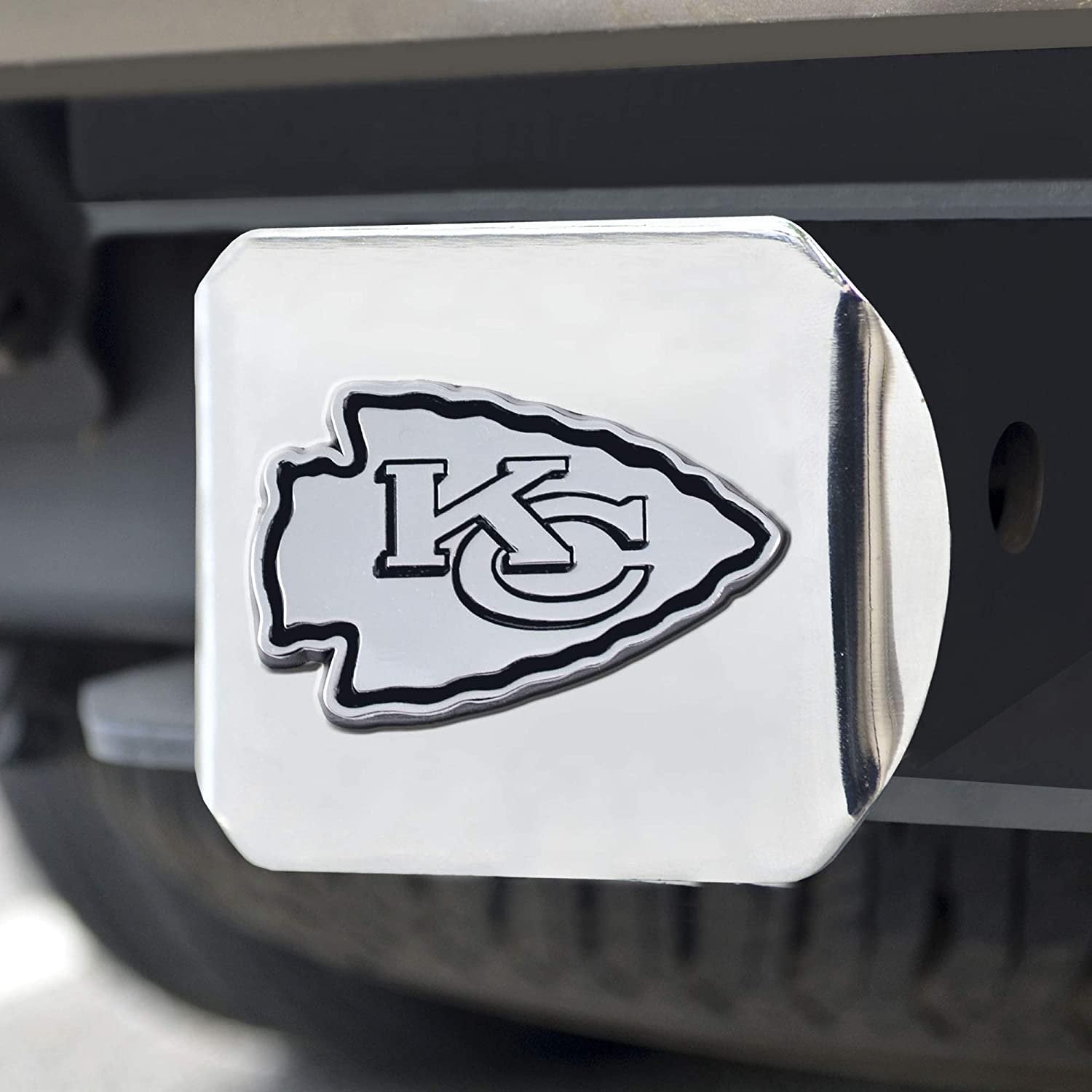 Kansas City Chiefs Hitch Cover Solid Metal with Raised Chrome Metal Emblem 2" Square Type III