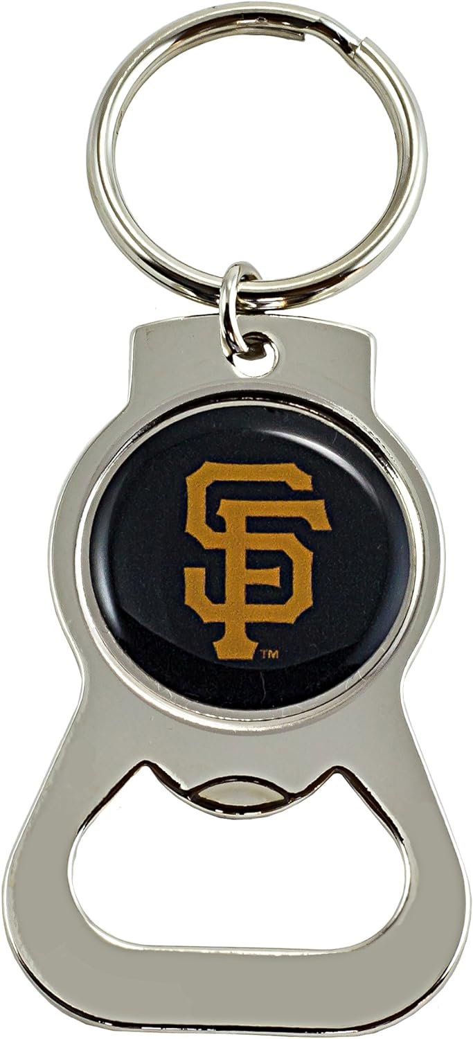 San Francisco Giants Premium Solid Metal Bottle Opener Keychain, Silver Key Ring, Team Logo