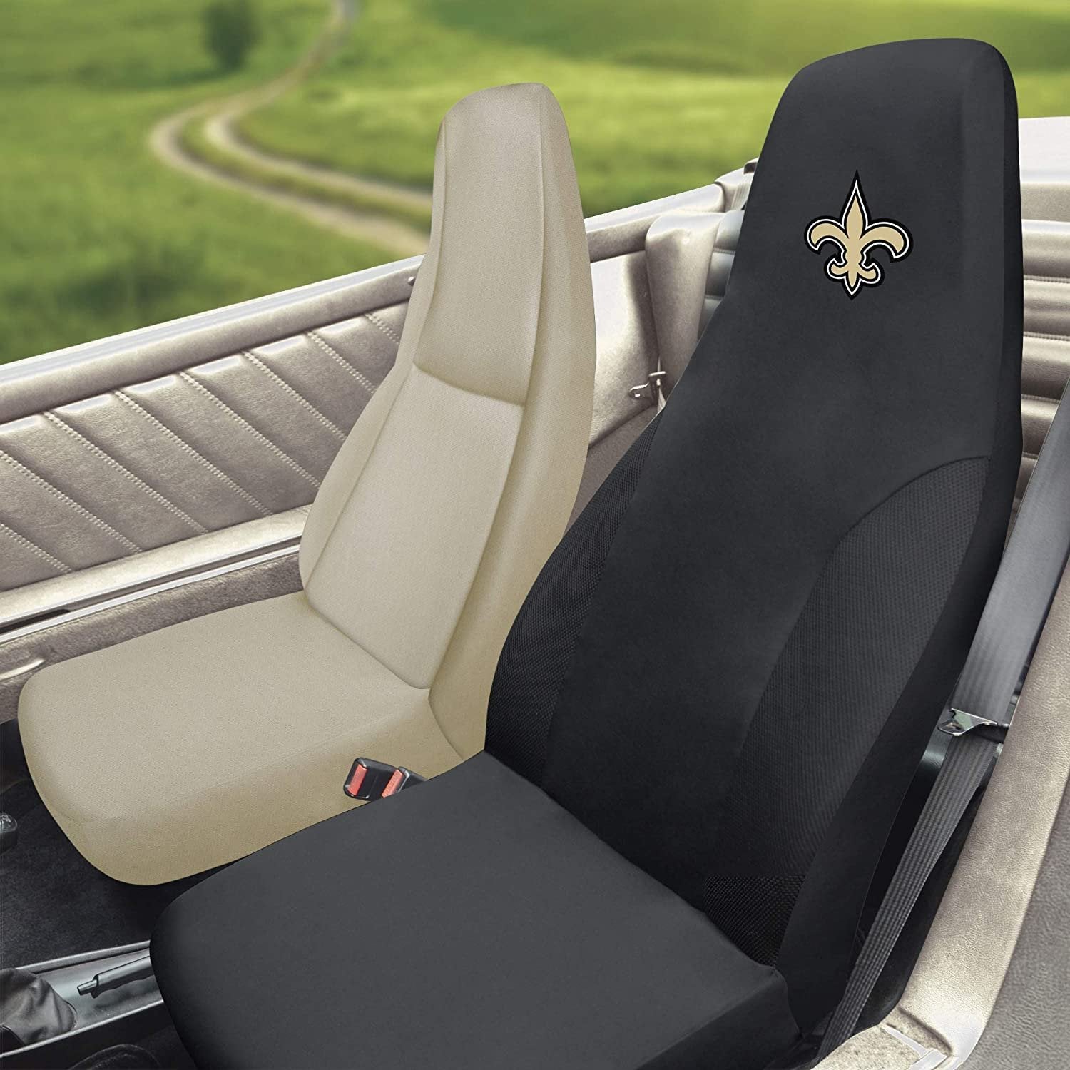 New Orleans Saints Embroidered Seat Cover, Black, 20"x48"
