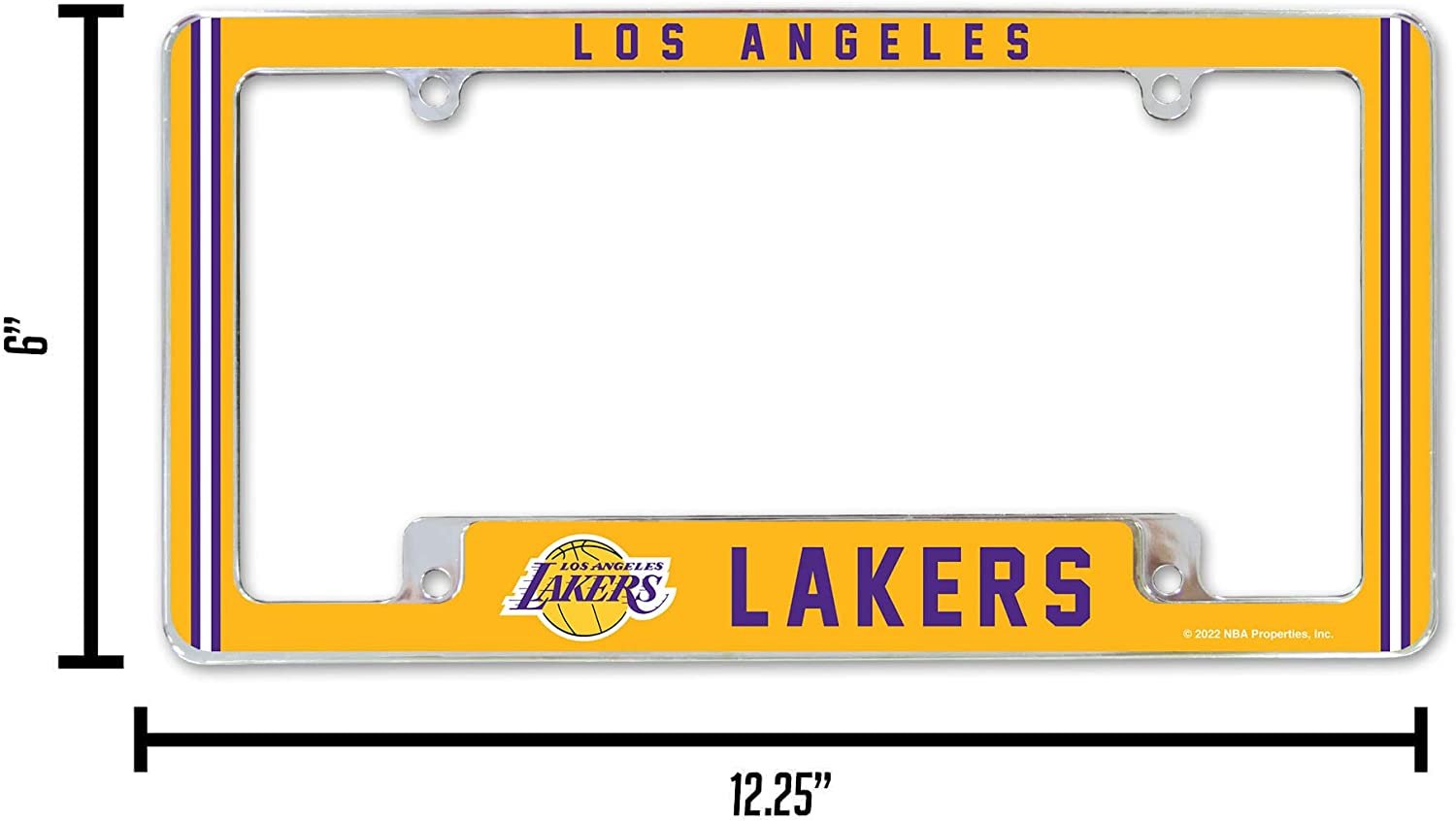 Los Angeles Lakers Metal License Plate Frame Chrome Tag Cover Alternate Design 6x12 Inch