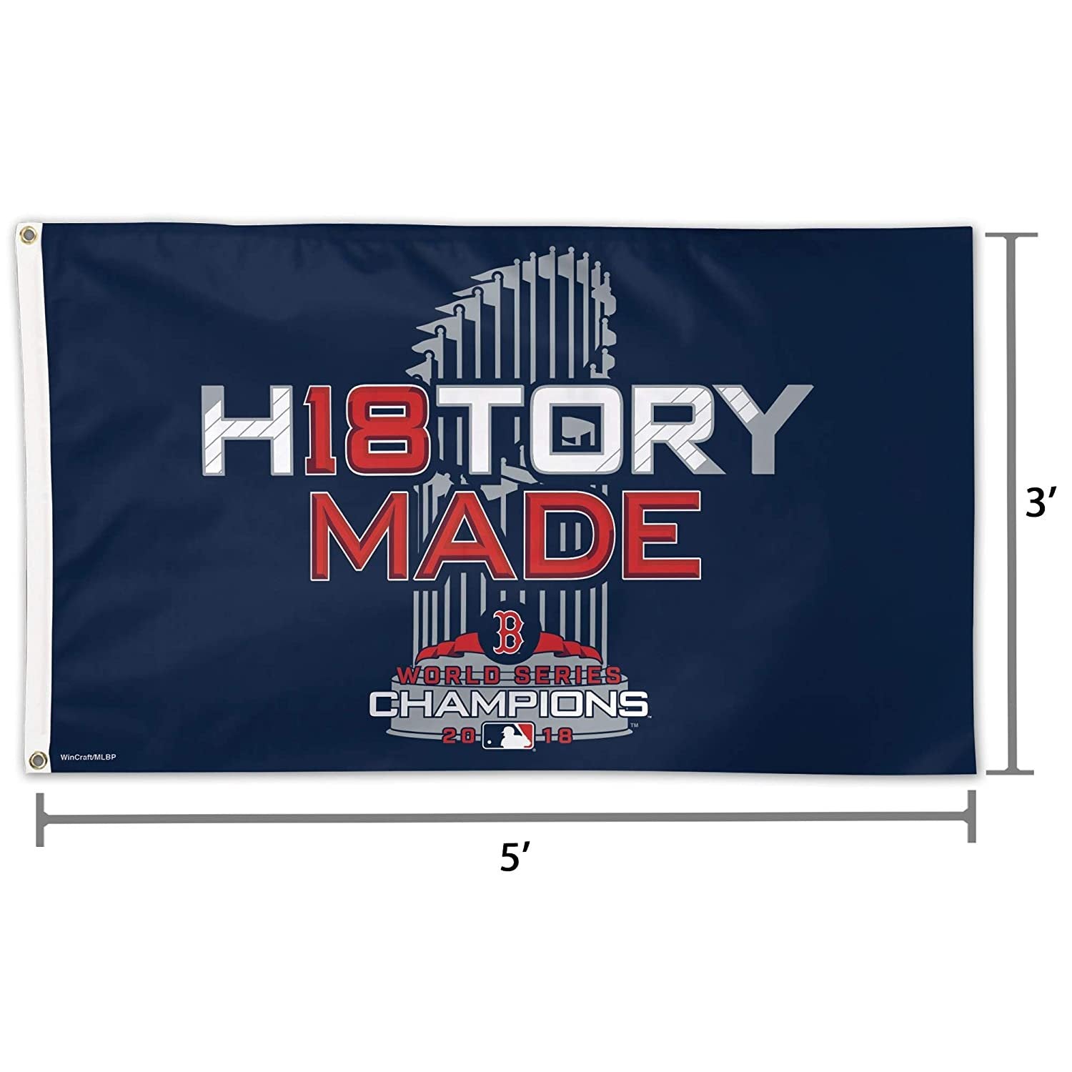 Boston Red Sox 2018 World Series Champions 3x5 Feet Flag Banner, Locker Room Edition, Metal Grommets, Outdoor or Indoor Use