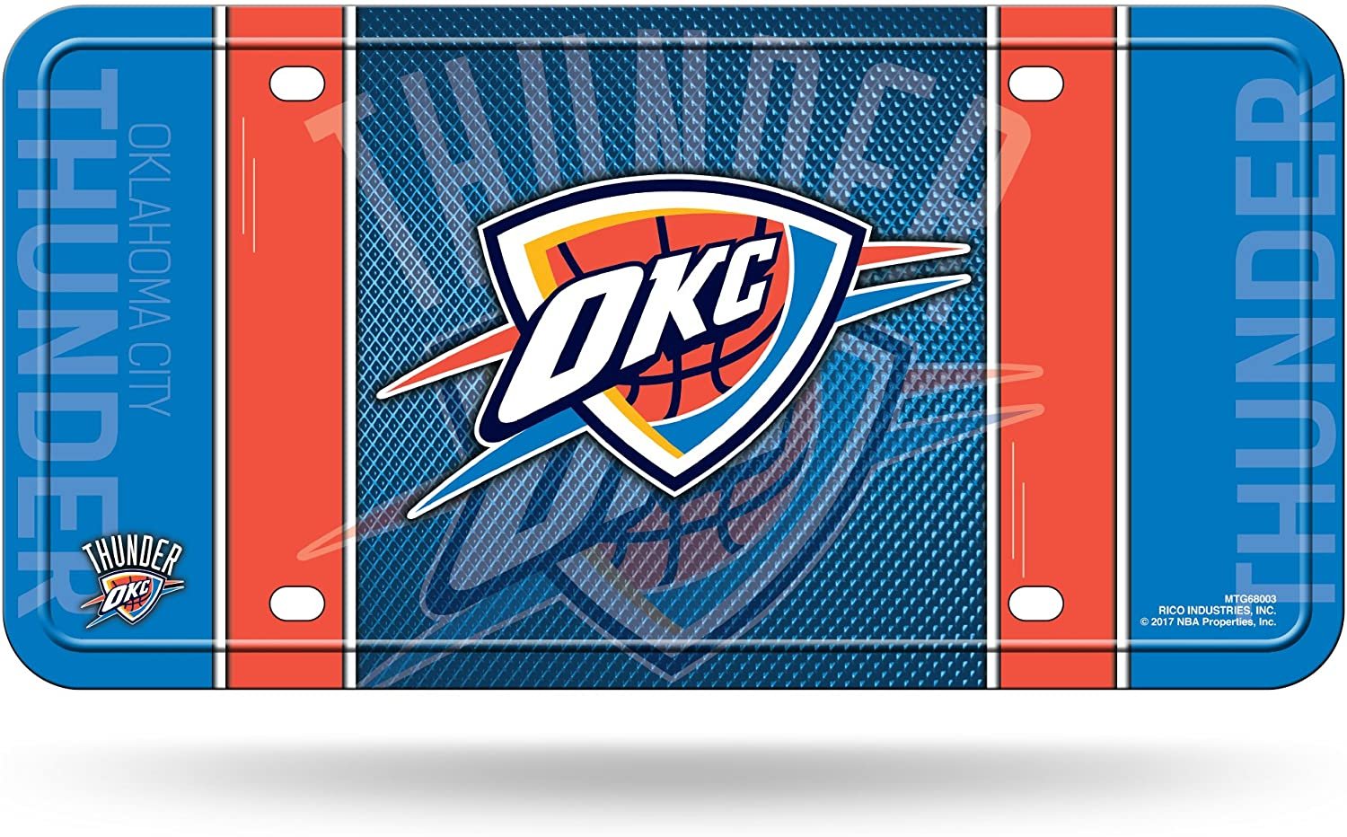 Oklahoma City Thunder Metal Auto Tag License Plate, Jersey Design, 6x12 Inch