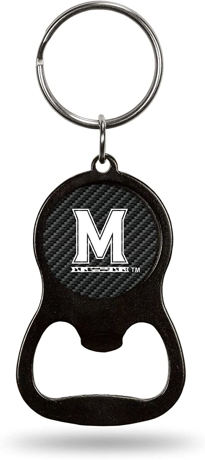 University of Maryland Terrapins Premium Solid Metal Keychain Bottle Opener, Carbon Fiber Design