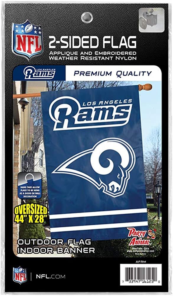 Los Angeles Rams Premium Double Sided Banner Flag Embroidered Applique 28x44 Inches PV