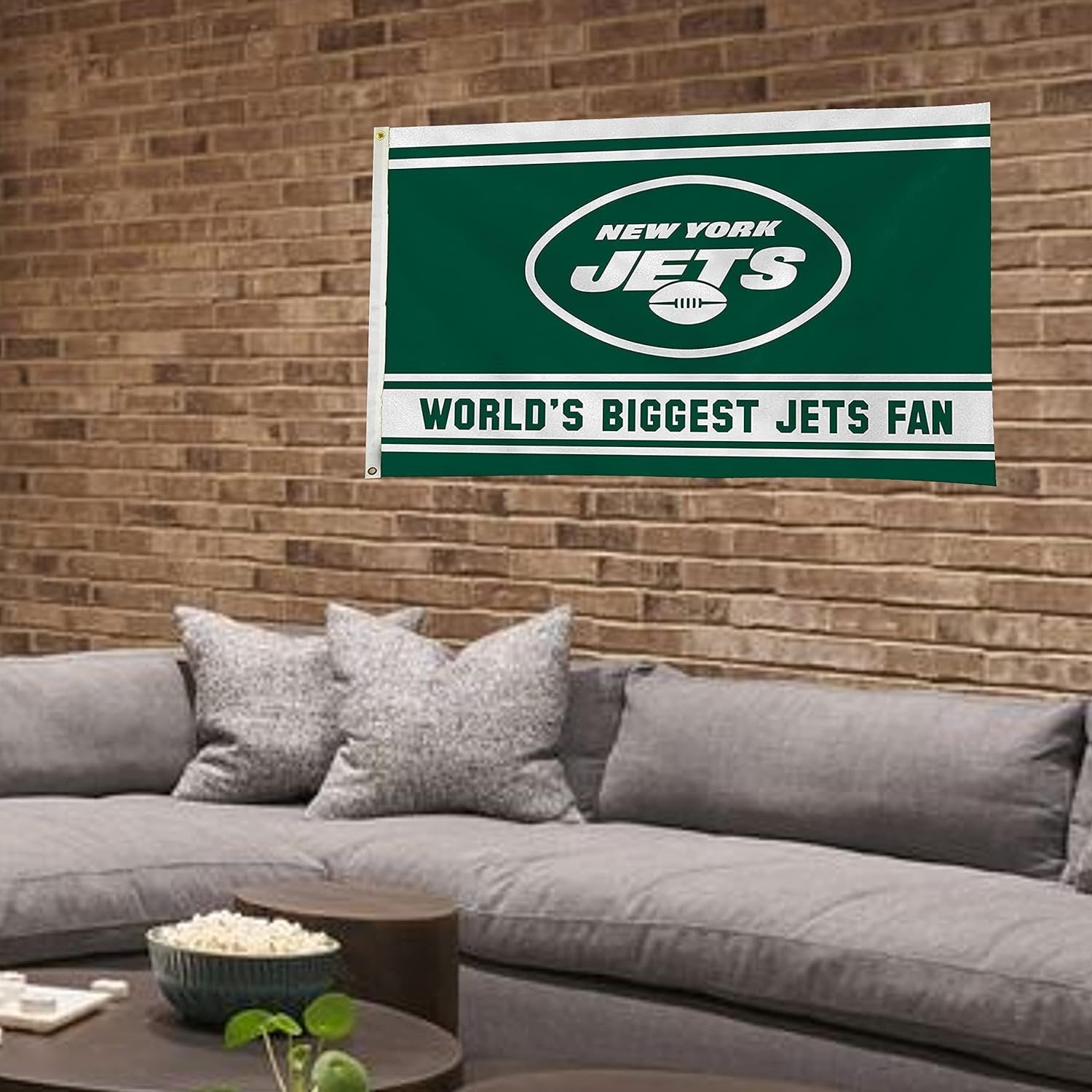 New York Jets 3x5 Feet Flag Banner, World's Biggest Fan, Metal Grommets, Single Sided, Indoor or Outdoor Use