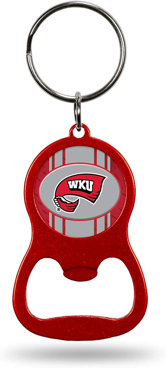Western Kentucky University Hilltoppers Premium Solid Metal Bottle Opener Keychain, Key Ring, Team Color