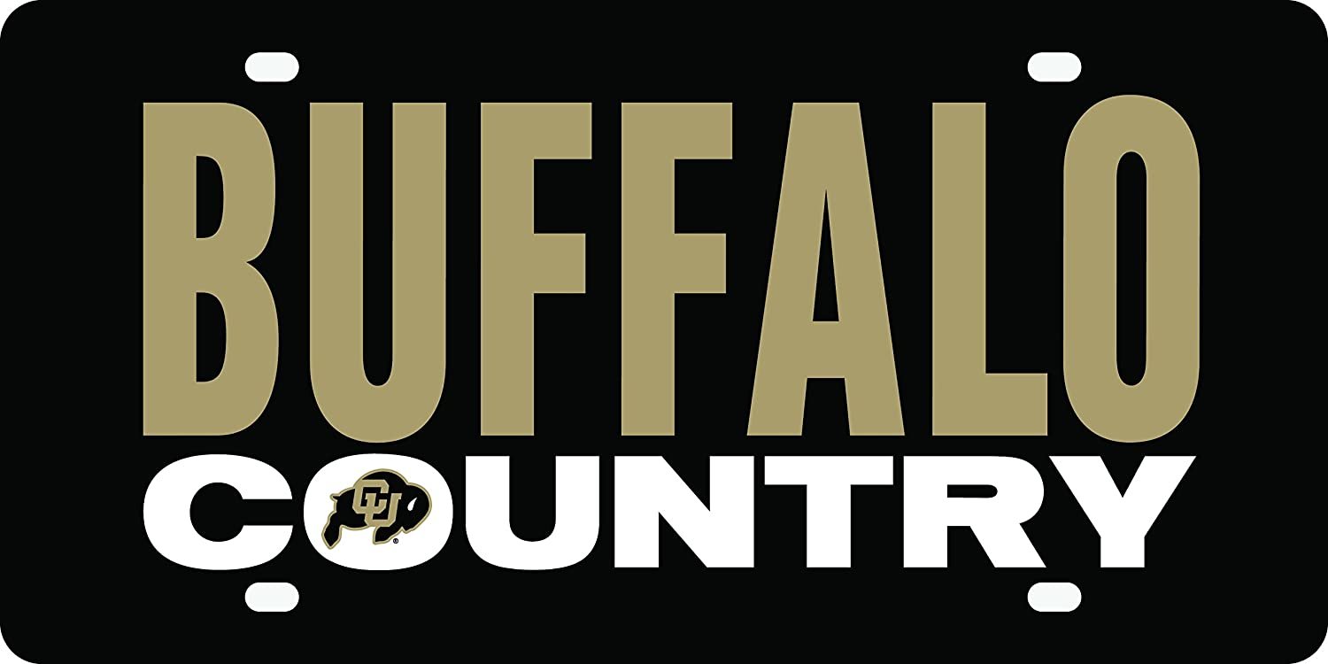 University of Colorado Buffaloes Premium Laser Cut Tag License Plate, Country, Mirrored Acrylic Inlaid, 6x12 Inch