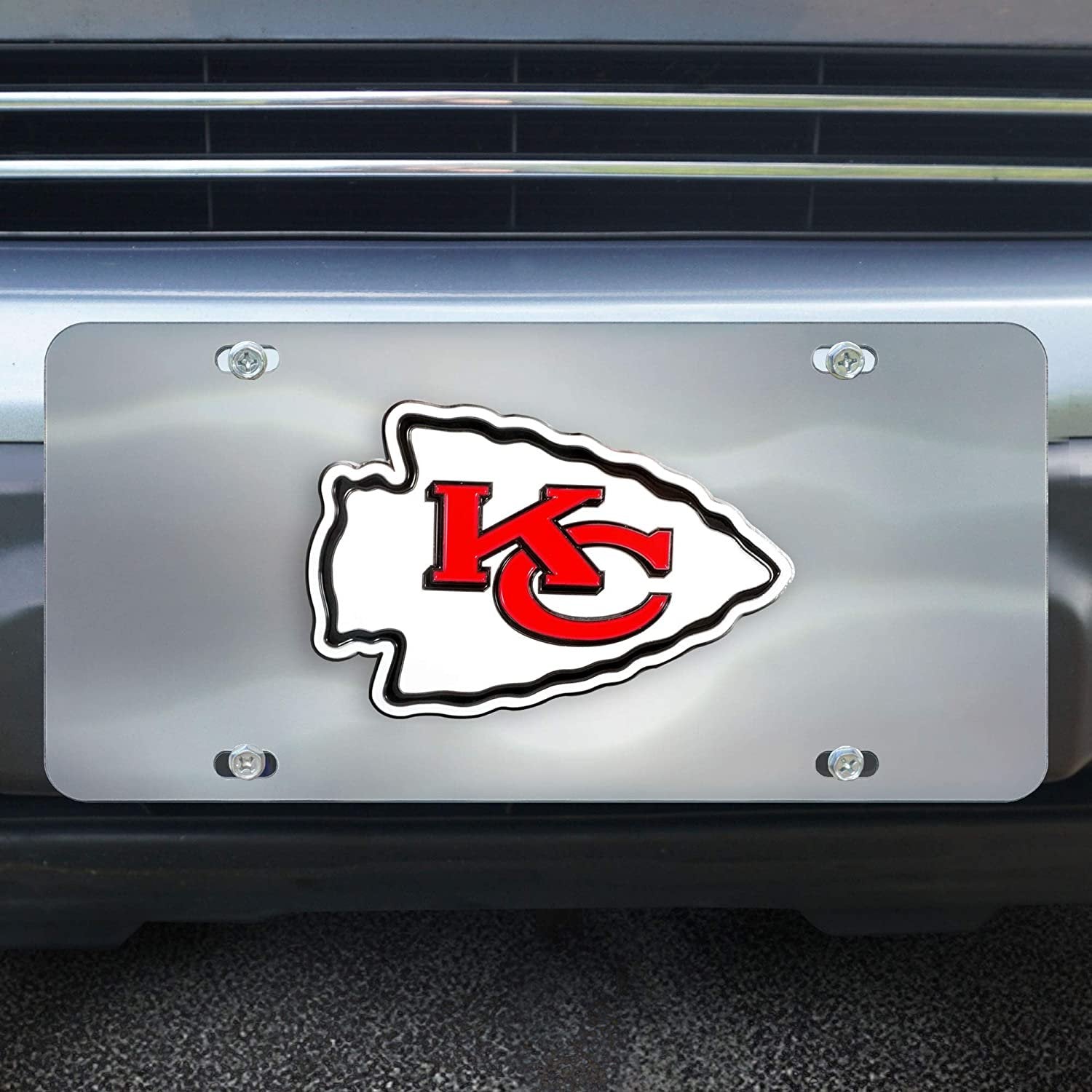FANMATS 27376 NFL - Kansas City Chiefs 3D Stainless Steel Diecast License Plate