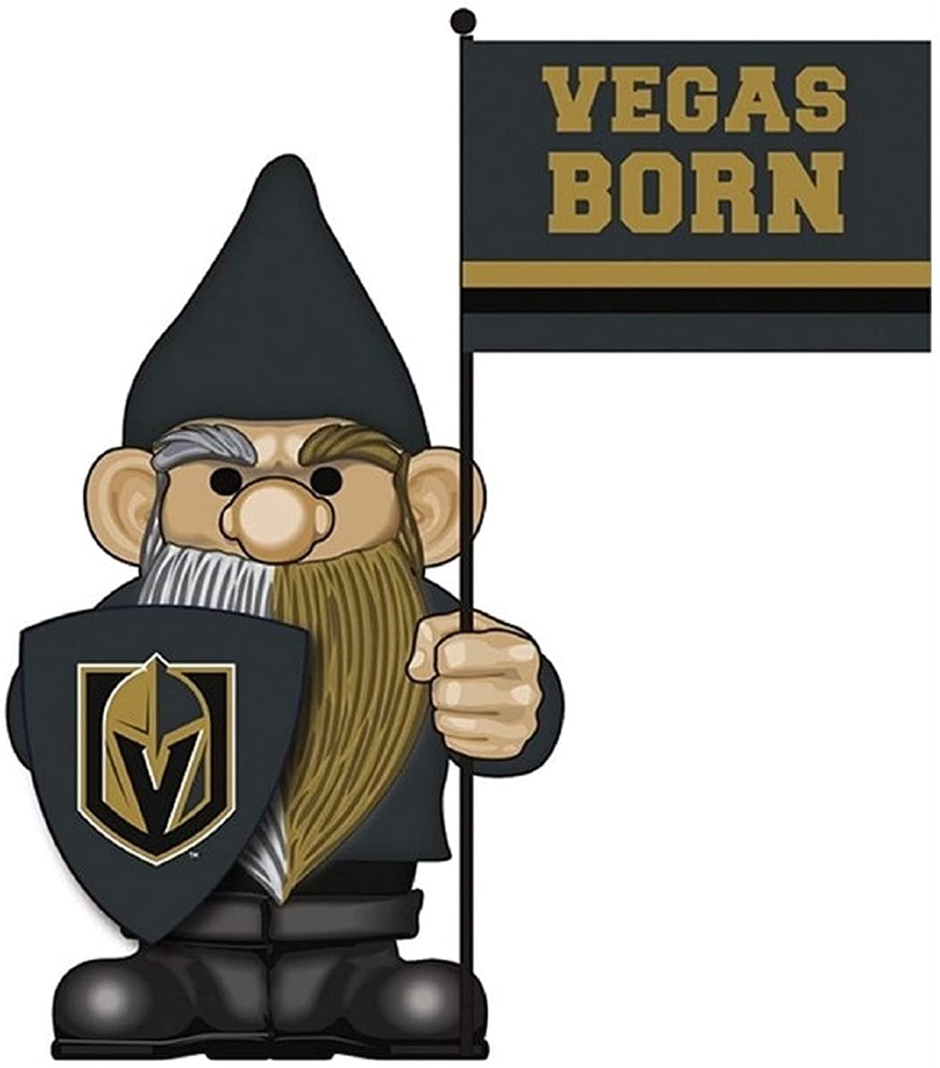 Vegas Golden Knights 10 Inch Outdoor Garden Gnome, Includes Team Flag