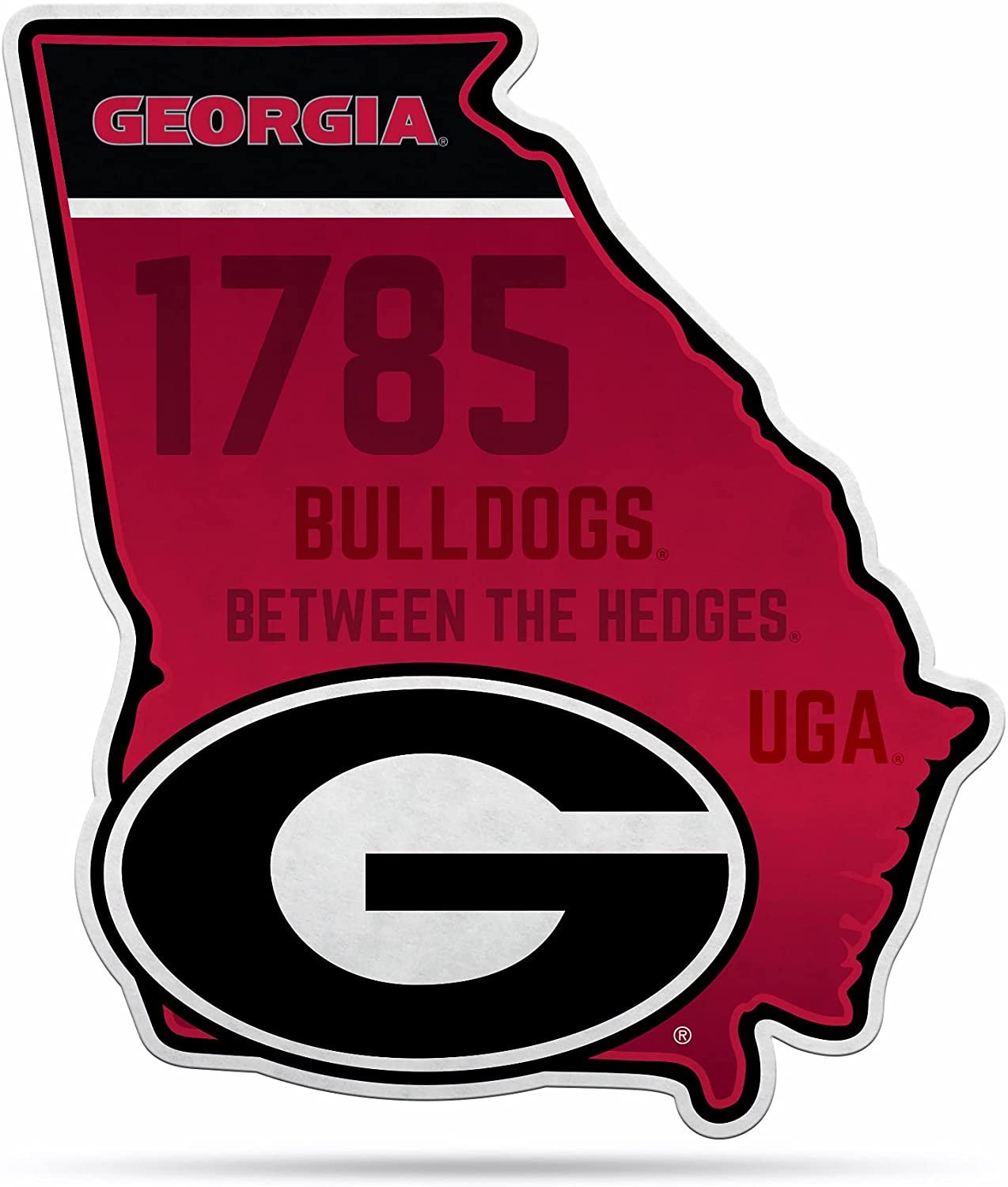 Georgia Bulldogs State Shape Classic State Shape Cut Pennant - Home and Living Room Décor - Soft Felt EZ to Hang