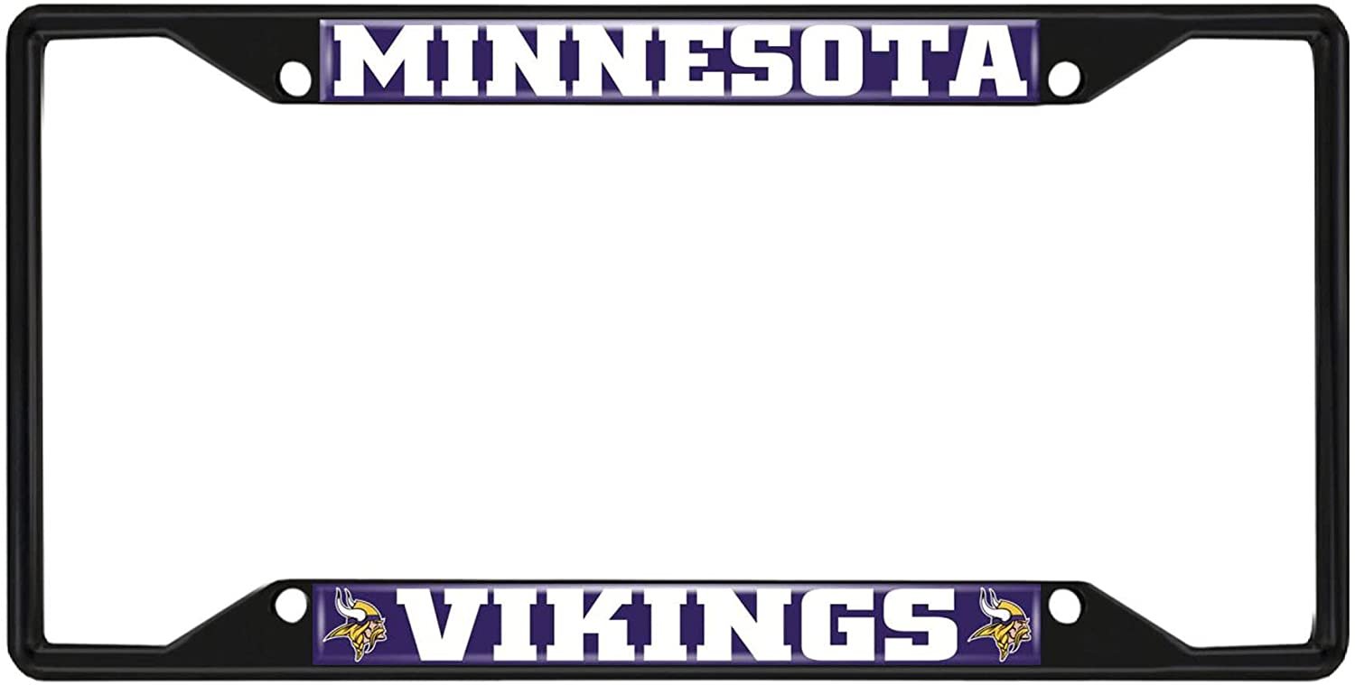 Minnesota Vikings Black Metal License Plate Frame Tag Cover, 6x12 Inch