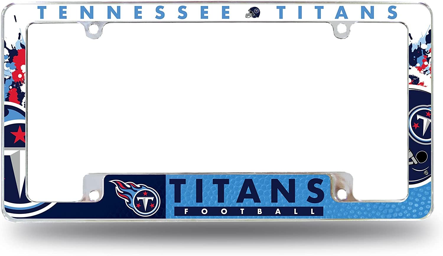 Tennessee Titans Metal License Plate Frame Chrome Tag Cover All Over Design 6x12 Inch