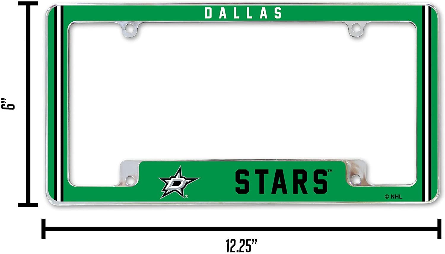 Dallas Stars Metal License Plate Frame Chrome Tag Cover Alternate Design 6x12 Inch