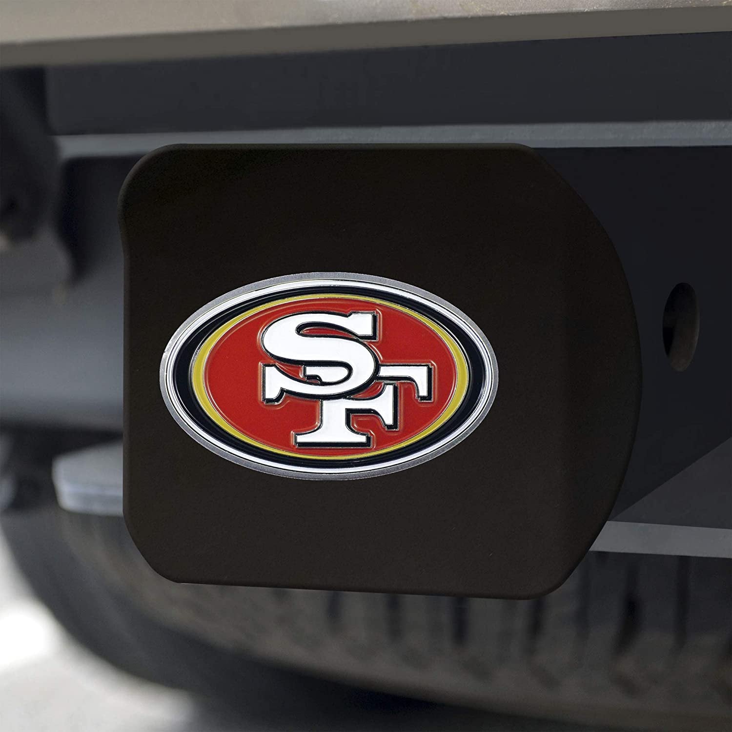 San Francisco 49ers Hitch Cover Black Solid Metal with Raised Color Metal Emblem 2" Square Type III