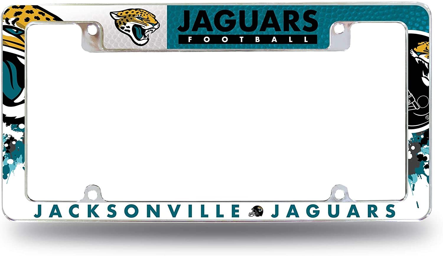 Jacksonville Jaguars Metal License Plate Frame Tag Cover All Over Design Heavy Gauge
