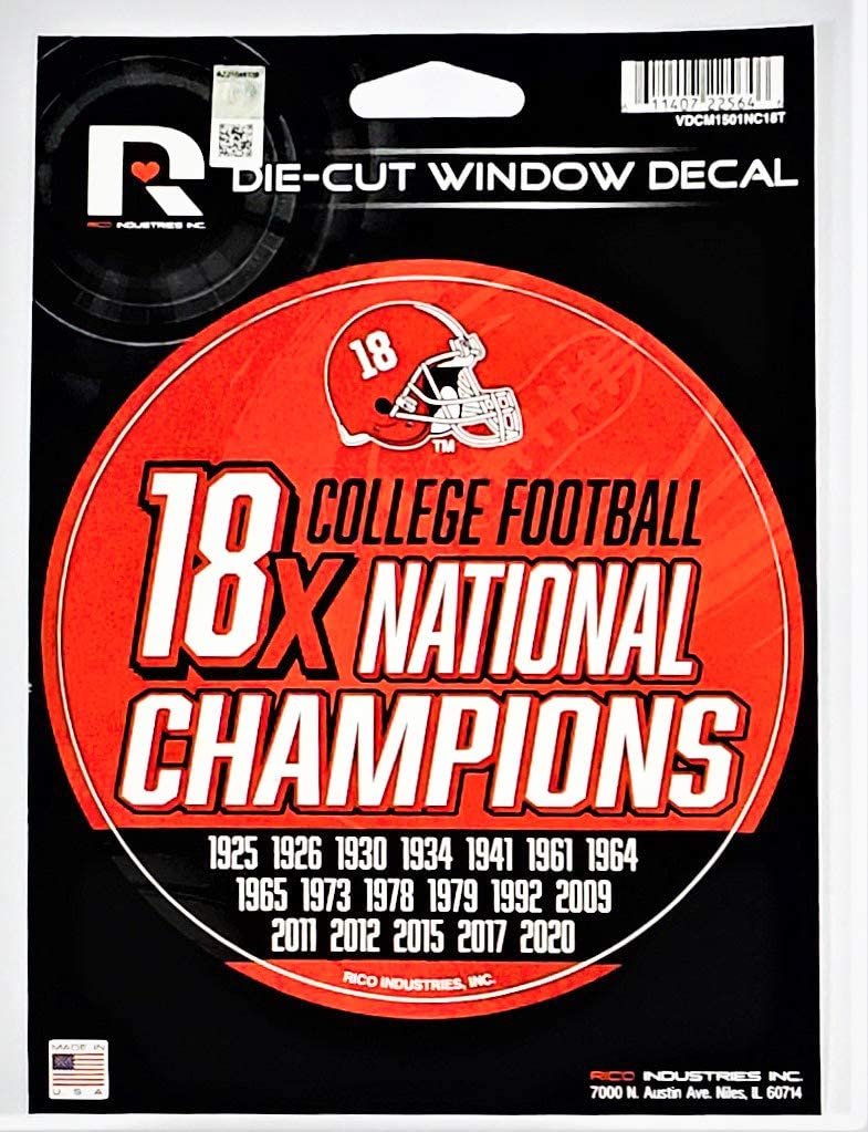 Alabama Crimson Tide 5" Decal Sticker 18X Time Champions Flat Vinyl Auto Emblem College Football University of