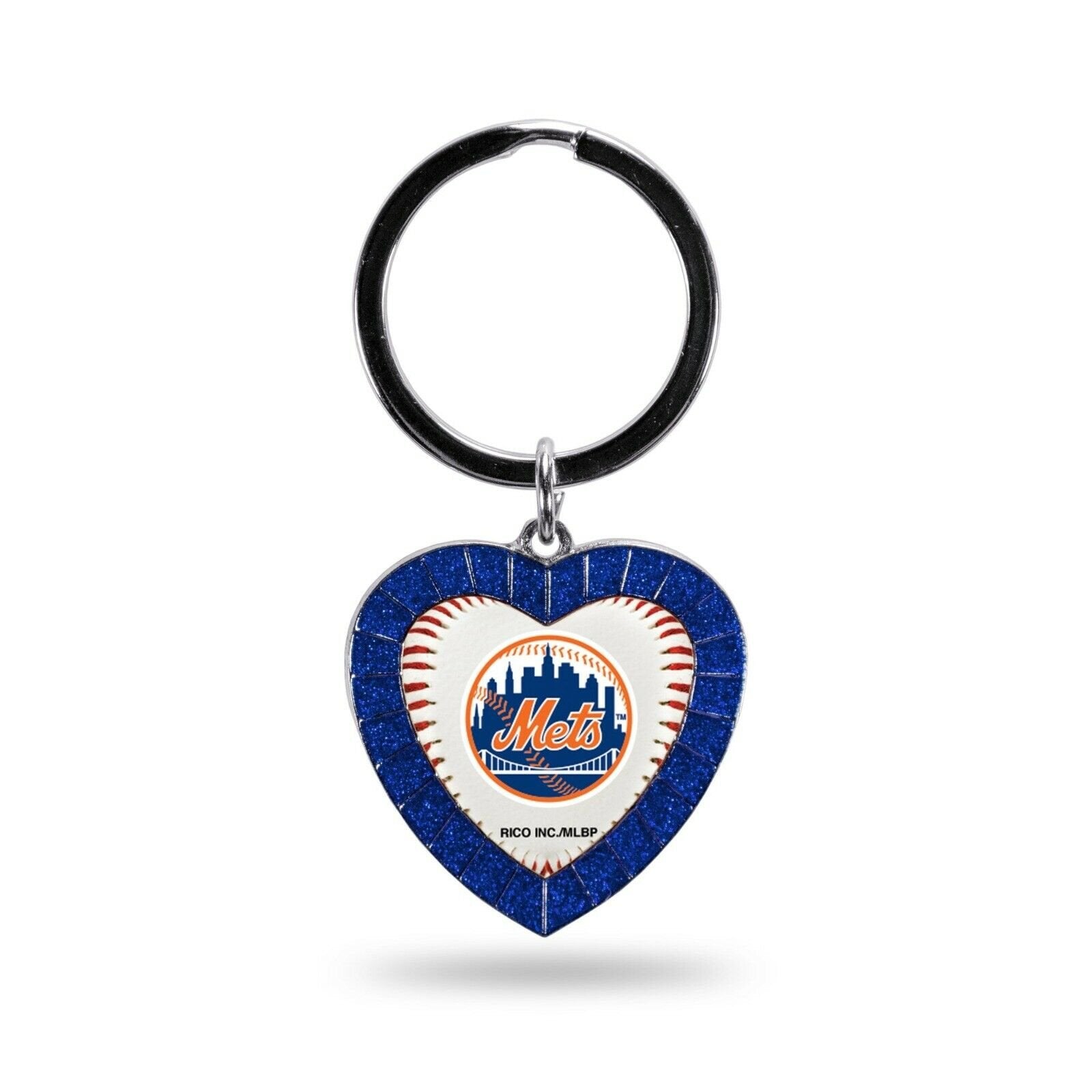 New York Mets Keychain Rhinestone Heart Decal Emblem Team Color Baseball