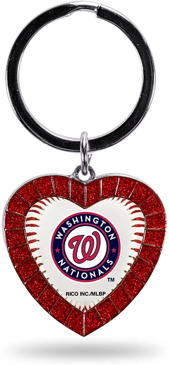 Washington Nationals Keychain Rhinestone Heart Decal Emblem Team Color Baseball