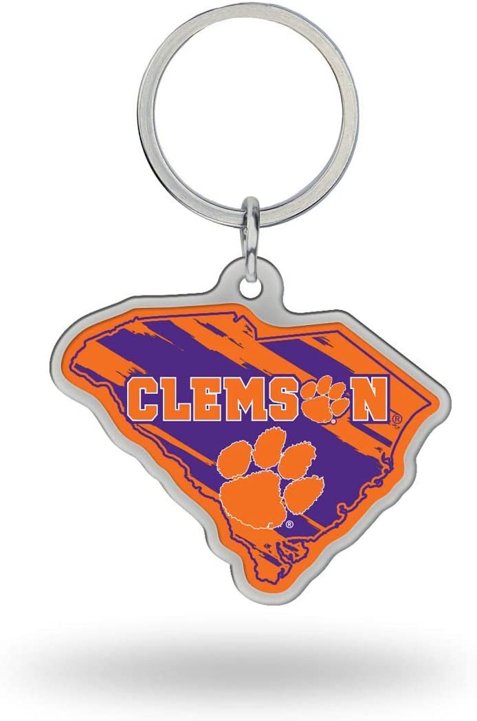 NCAA Clemson Tigers State Shape Keychain, Orange, Size 2