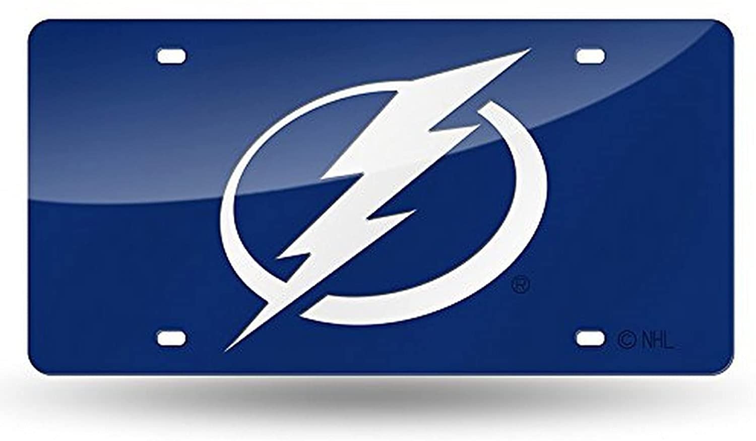 Tampa Bay Lightning Premium Laser Cut Tag License Plate, Blue Mirrored Acrylic Inlaid, 12x6 Inch