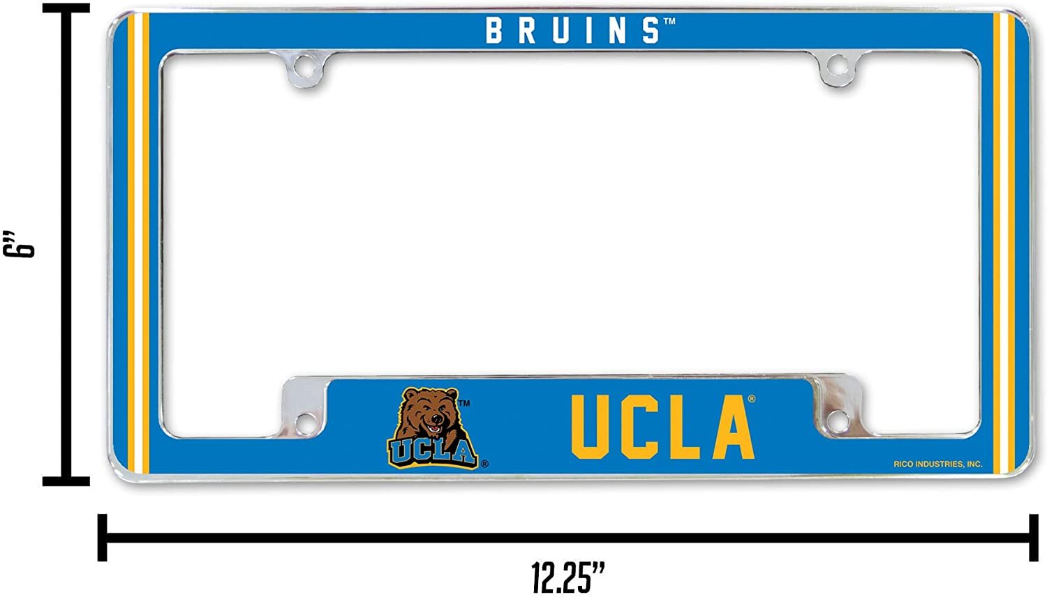 University of California Los Angeles Bruins UCLA Metal License Plate Frame Chrome Tag Cover Alternate Design 6x12 Inch