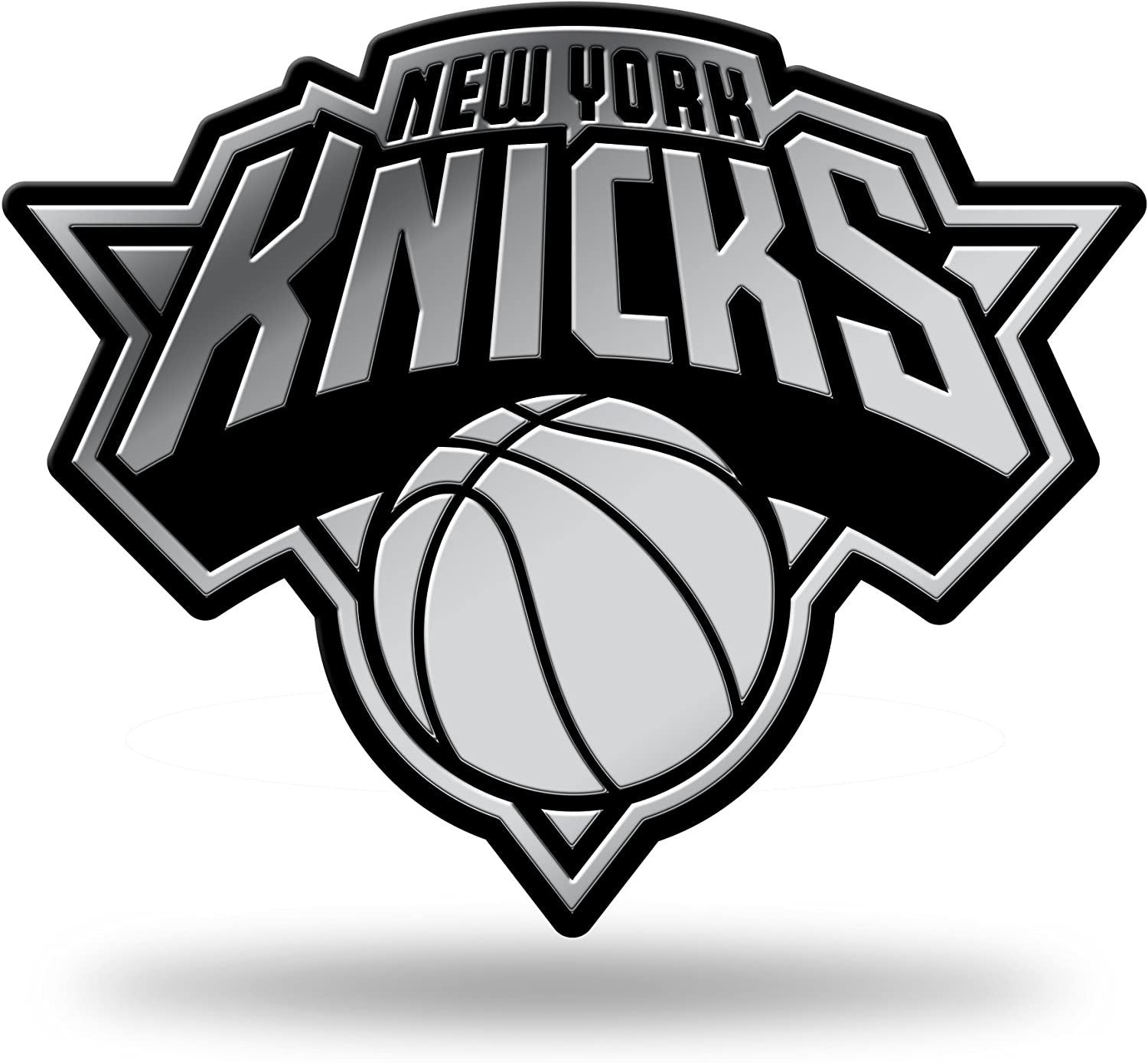 New York Knicks Silver Chrome Color Auto Emblem, Raised Molded Plastic, 3.5 Inch, Adhesive Tape Backing