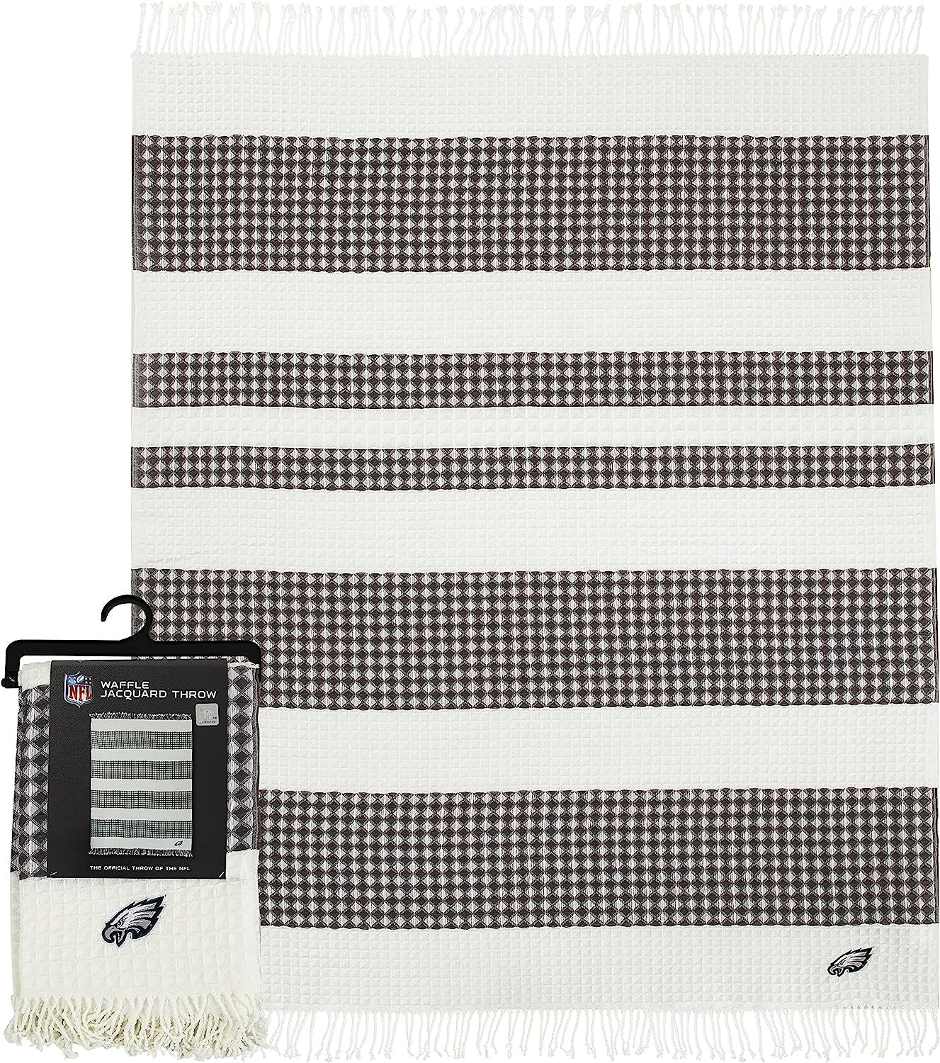 Philadelphia Eagles Throw Blanket Waffle Weave Jacquard, 50x60 Inch, Unisex-Adult, 100% Acrylic