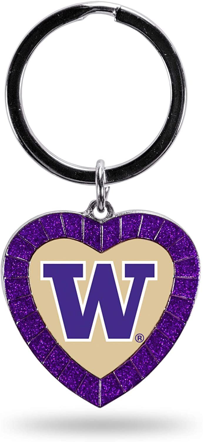 NCAA Washington Huskies NCAA Rhinestone Heart Colored Keychain, Purple, 3-inches in length