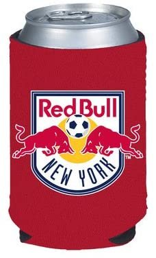 New York Red Bulls MLS Pair of 12oz Drink Can Cooler Insulated Neoprene Beverage Holder, Logo Design