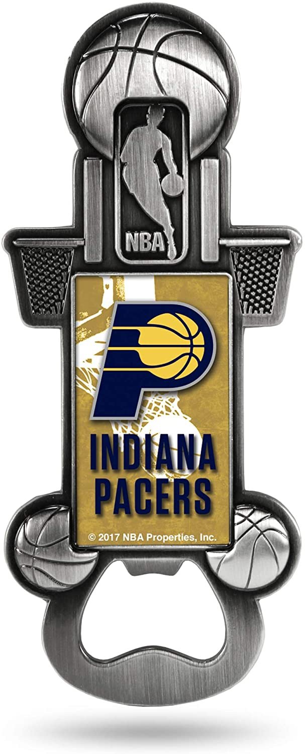 NBA Indiana Pacers Magnetic Metal Bottle Opener Party StarterNBA Magnetic Metal Bottle Opener Party Starter, Silver, 5.5