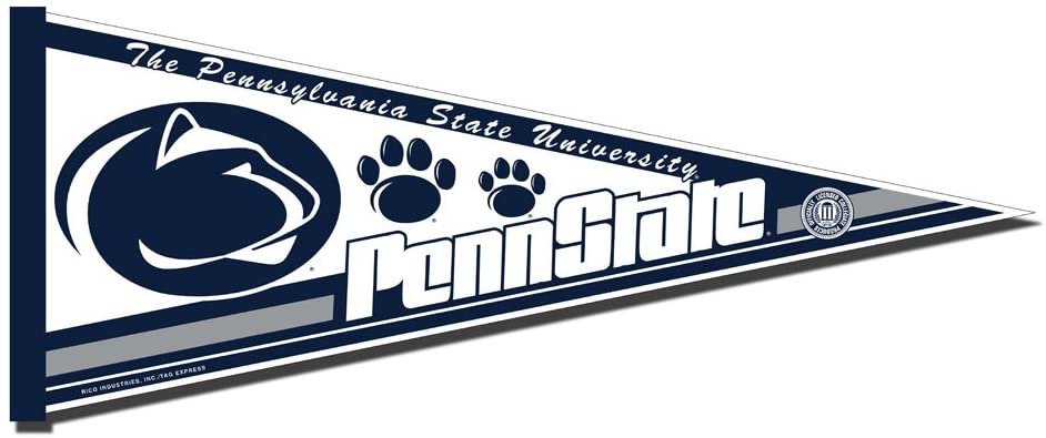 Penn State University Nittany Lions Soft Felt Pennant, Primary Design, 12x30 Inch, Easy To Hang