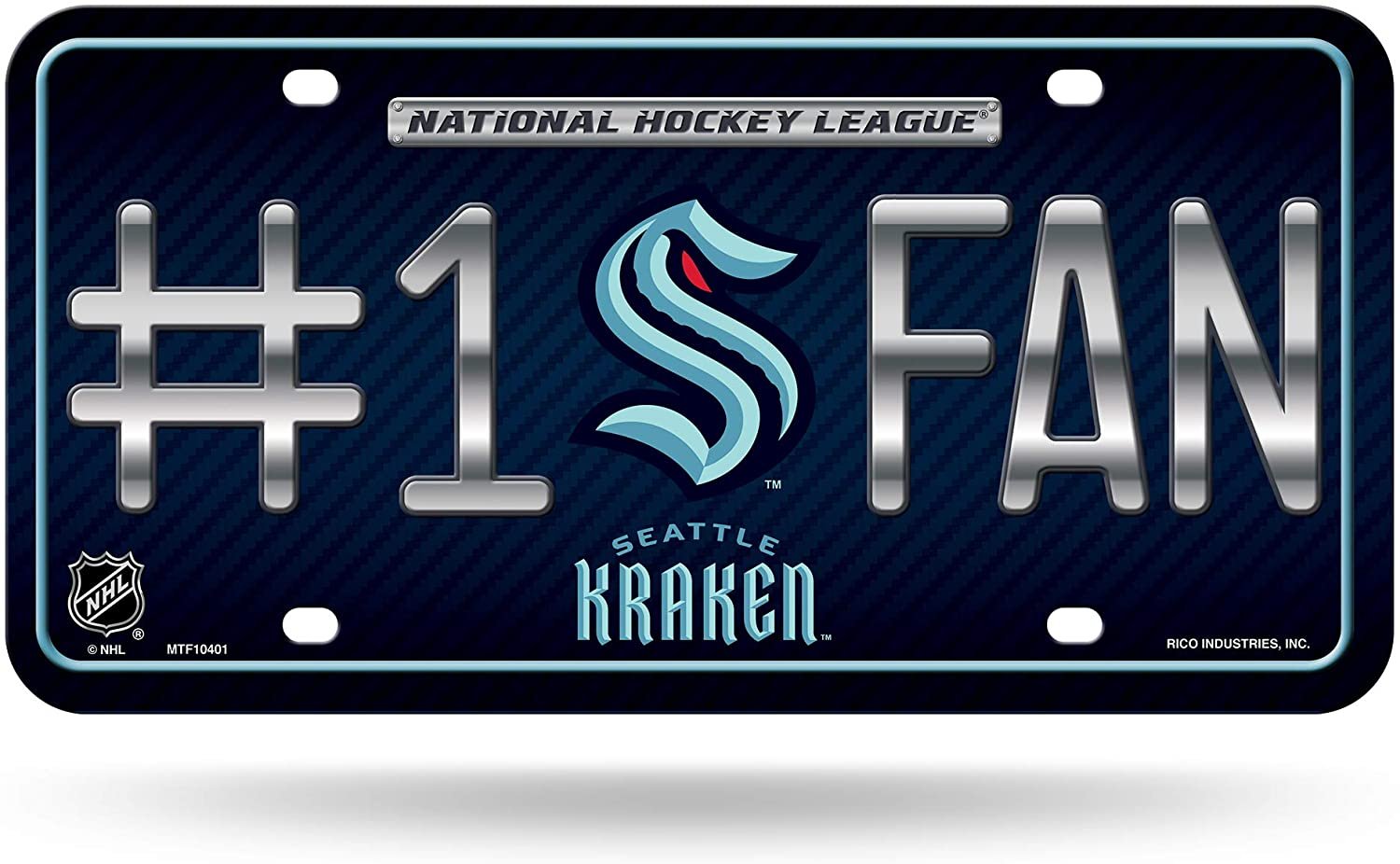 Seattle Kraken Metal Auto Tag License Plate, #1 Fan Design, 6x12 Inch