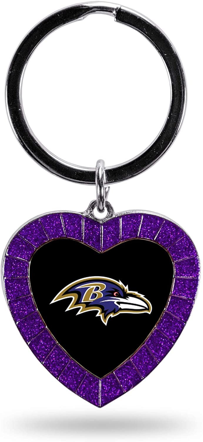 Baltimore Ravens Rhinestone Heart Colored Keychain, Purple, 3-inches in length