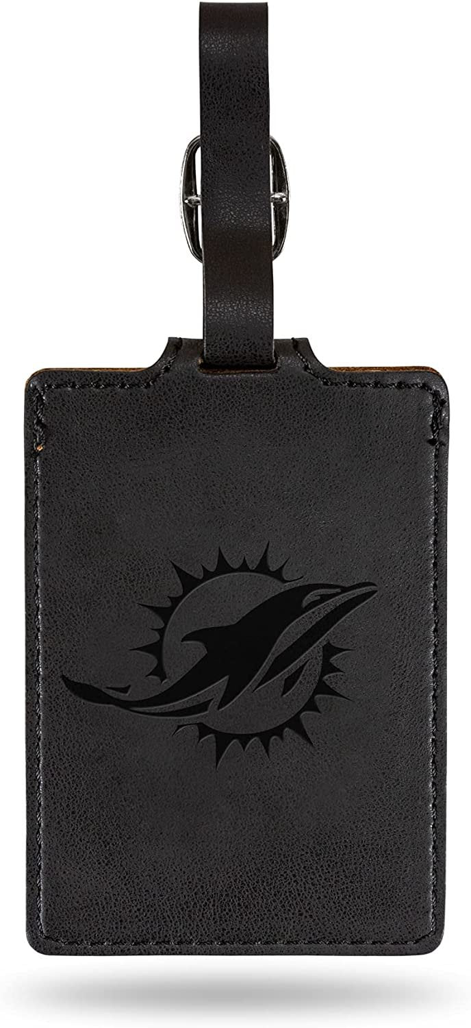 Miami Dolphins Luggage Bag Tag Laser Engraved Ultra Suede Includes ID Card