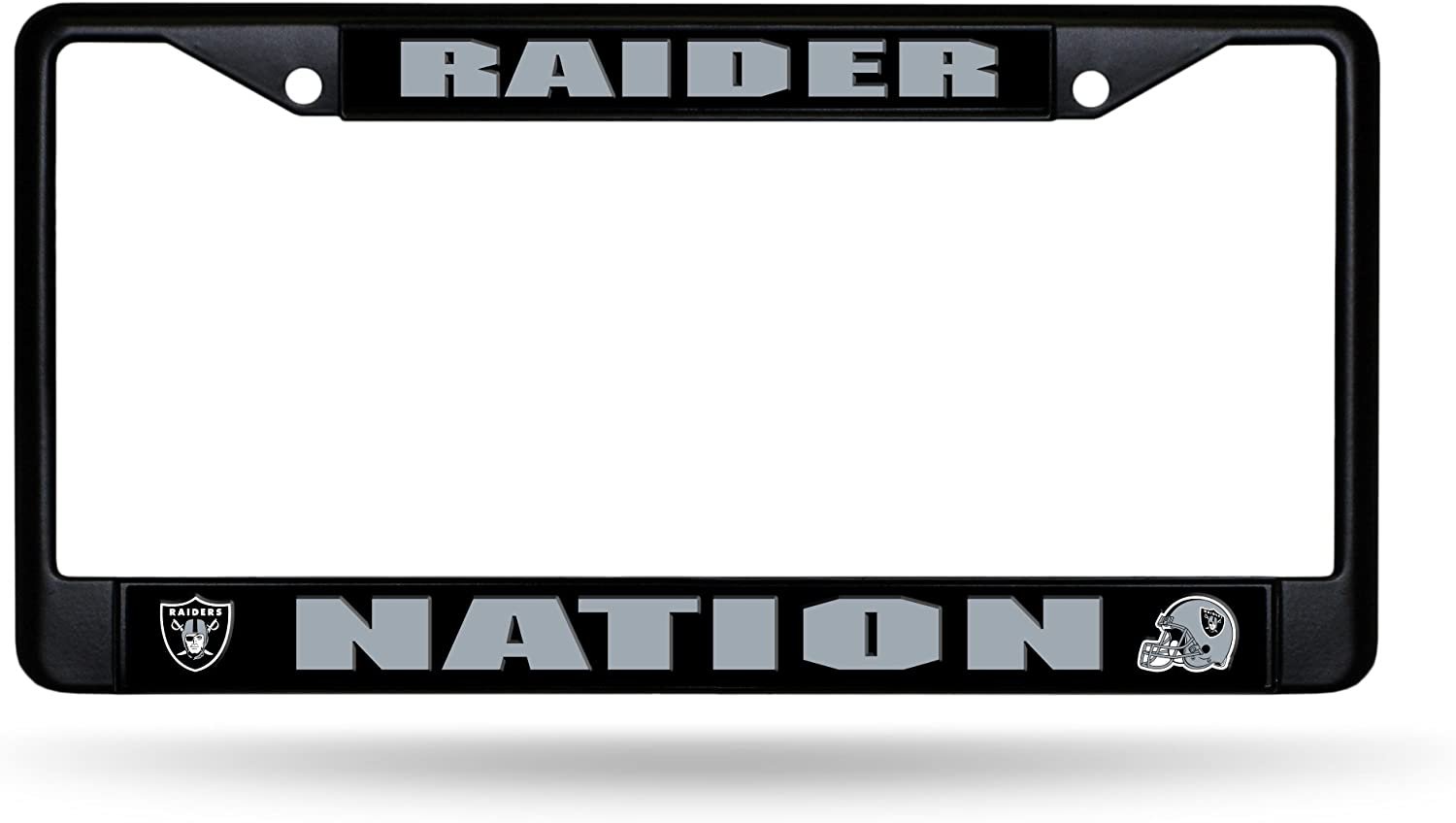 Las Vegas Raiders Raider Nation Premium Black Metal License Plate Frame Tag Cover, 12x6 Inch