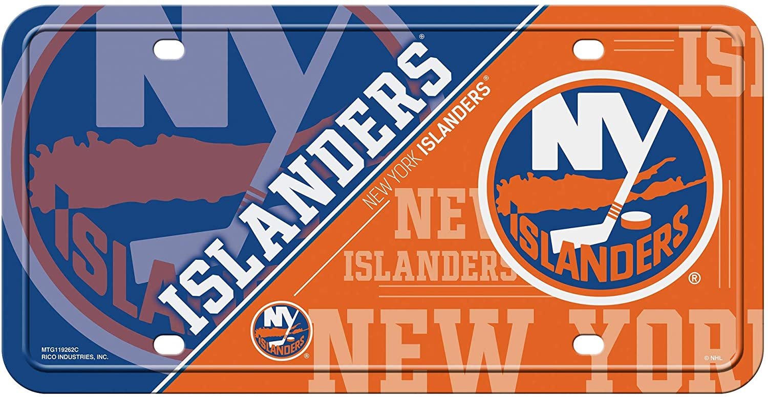 New York Islanders Metal Auto Tag License Plate, Split Design, 6x12 Inch