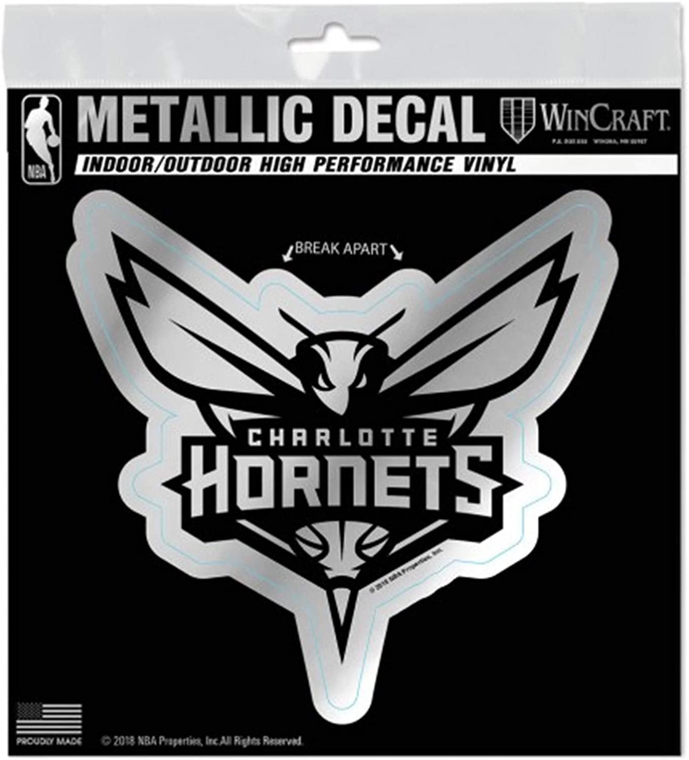 Charlotte Hornets 6 Inch Decal Sticker, Metallic Chrome Shimmer Design