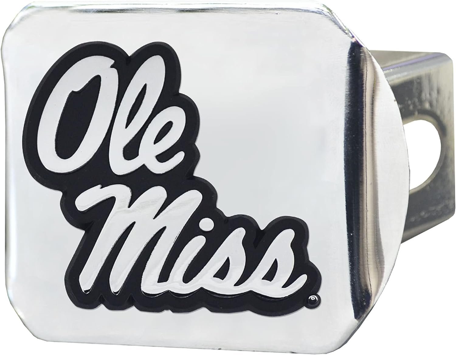 University of Mississippi Rebels Ole Miss Hitch Cover Solid Metal with Raised Chrome Metal Emblem 2" Square Type III