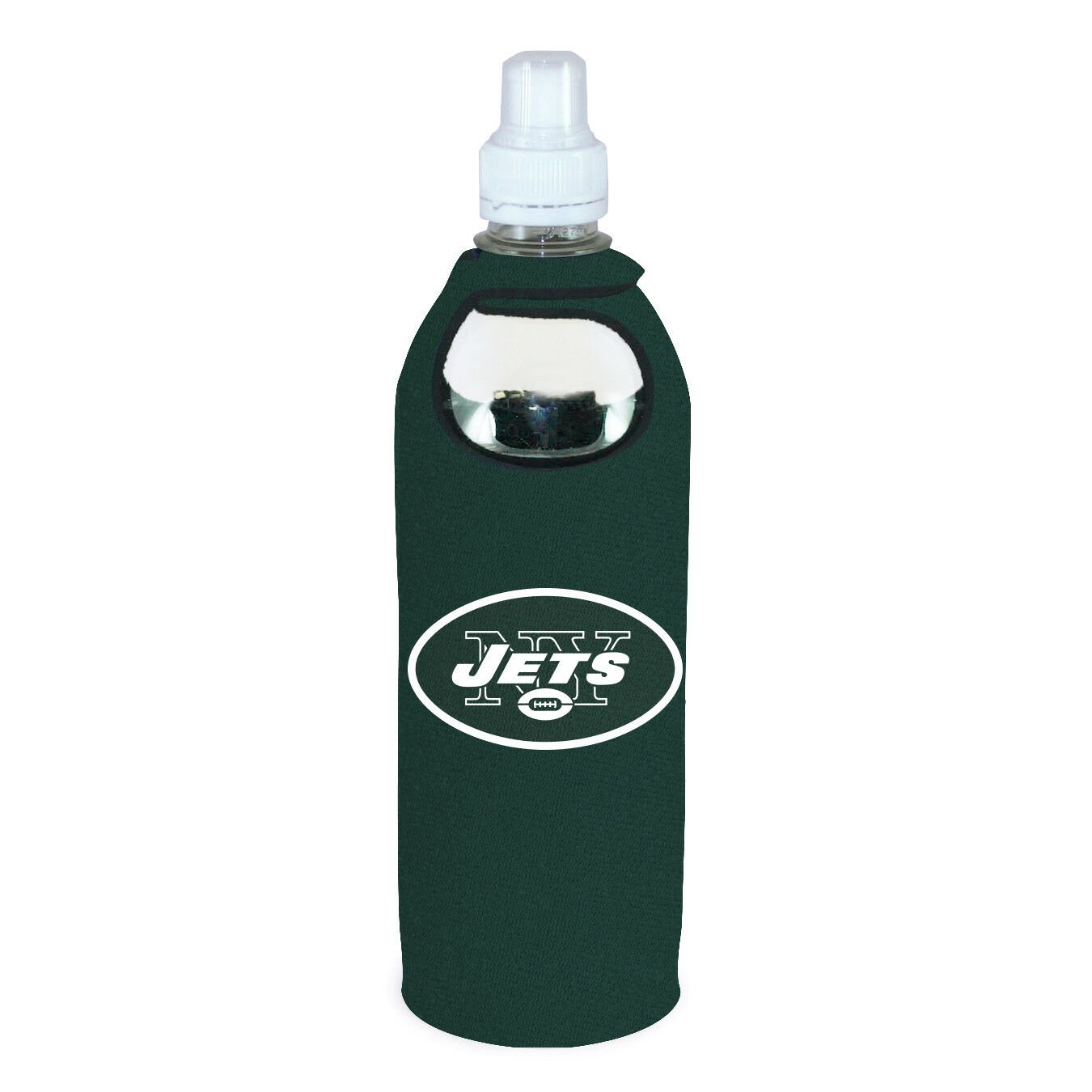 New York Jets 1/2 Liter Water Soda Bottle Koozie Holder Cooler w/Clip Football