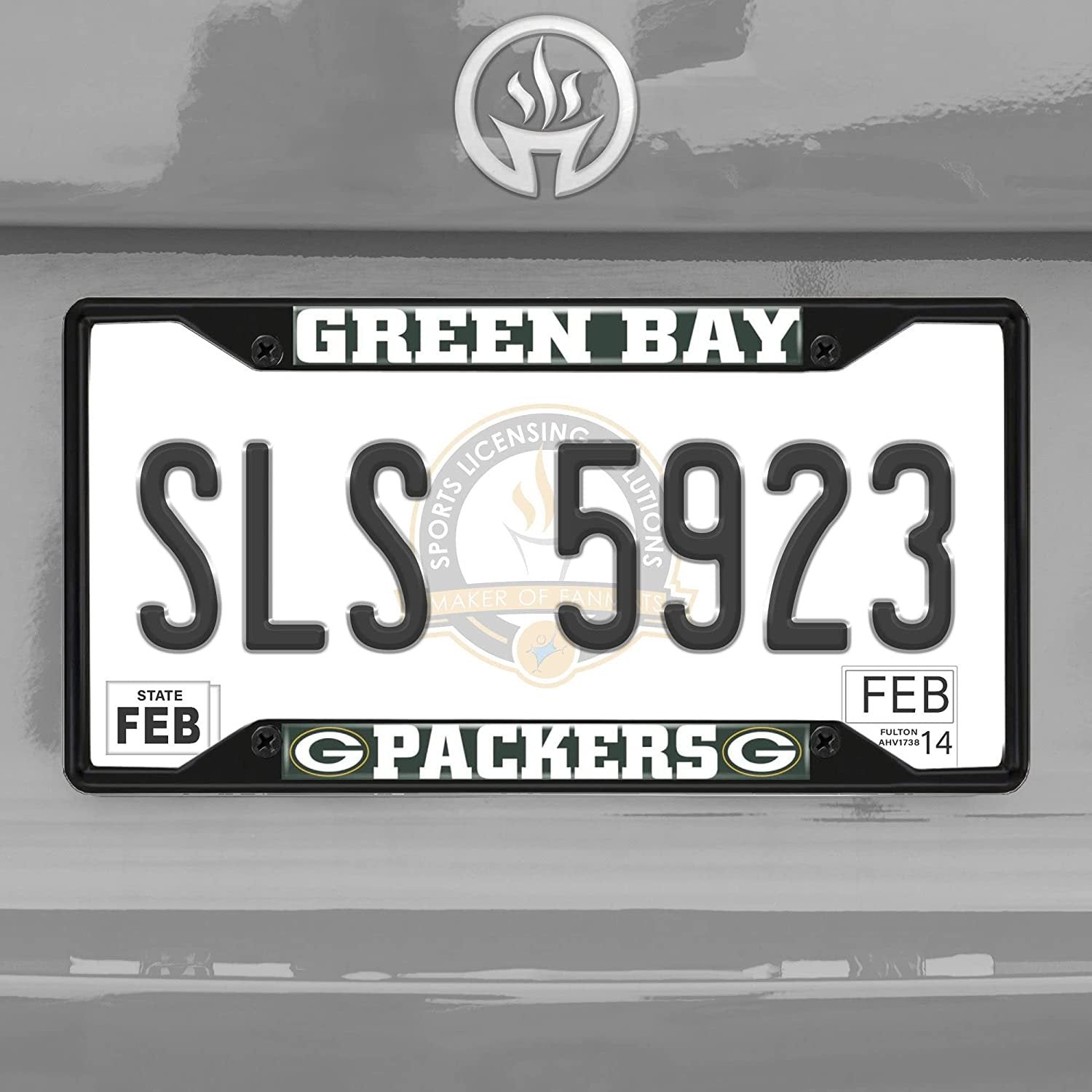 Green Bay Packers Black Metal License Plate Frame Tag Cover, 6x12 Inch
