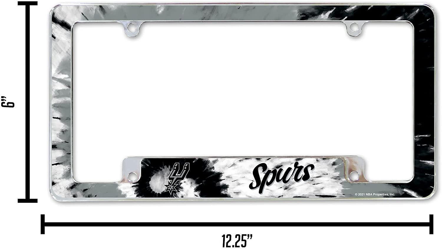 San Antonio Spurs Metal License Plate Frame Chrome Tag Cover Tie Dye Design 6x12 Inch