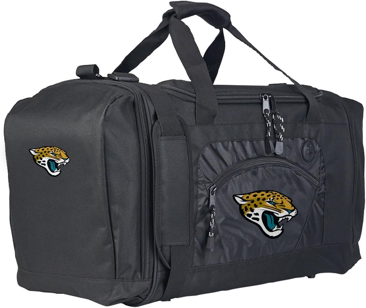 Jacksonville Jaguars Premium Duffel Bag Roadblock Design 20 Inch, Embroidered Logo, Black