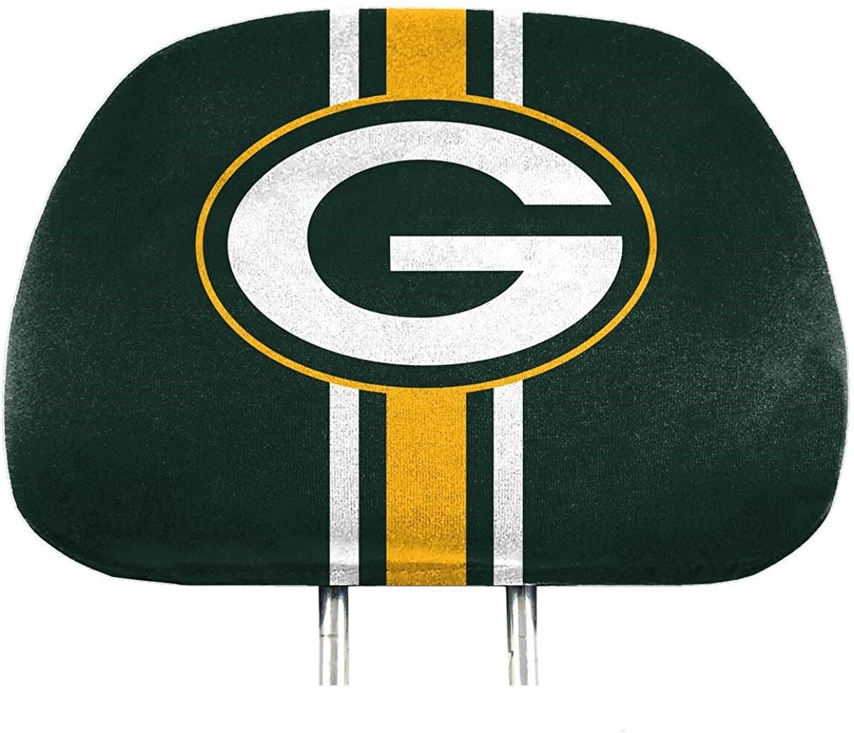 Green Bay Packers Premium Pair of Auto Head Rest Covers, Full Color Printed, Elastic, 10x14 Inch