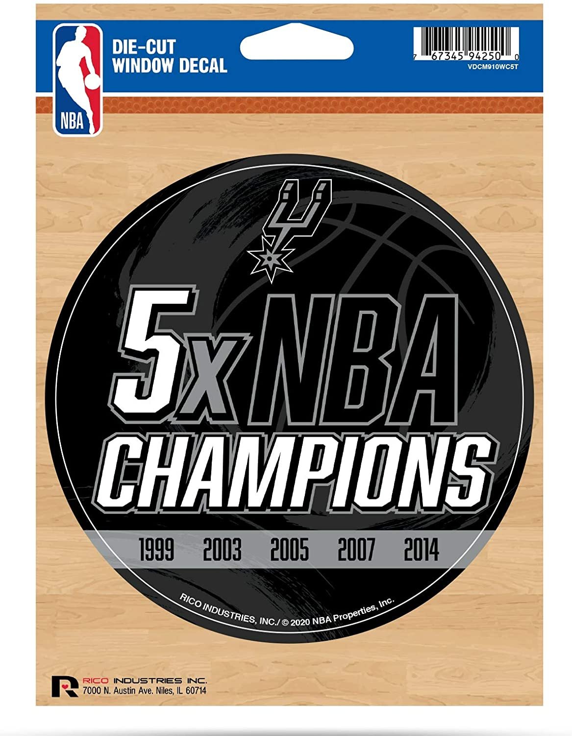 San Antonio Spurs 5" Decal Sticker 5X Time Champions Flat Vinyl Auto Emblem Basketball