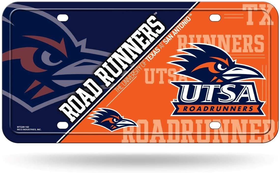 University of Texas at San Antonio UTSA Roadrunners Metal Auto Tag License Plate, Split Design, 6x12 Inch
