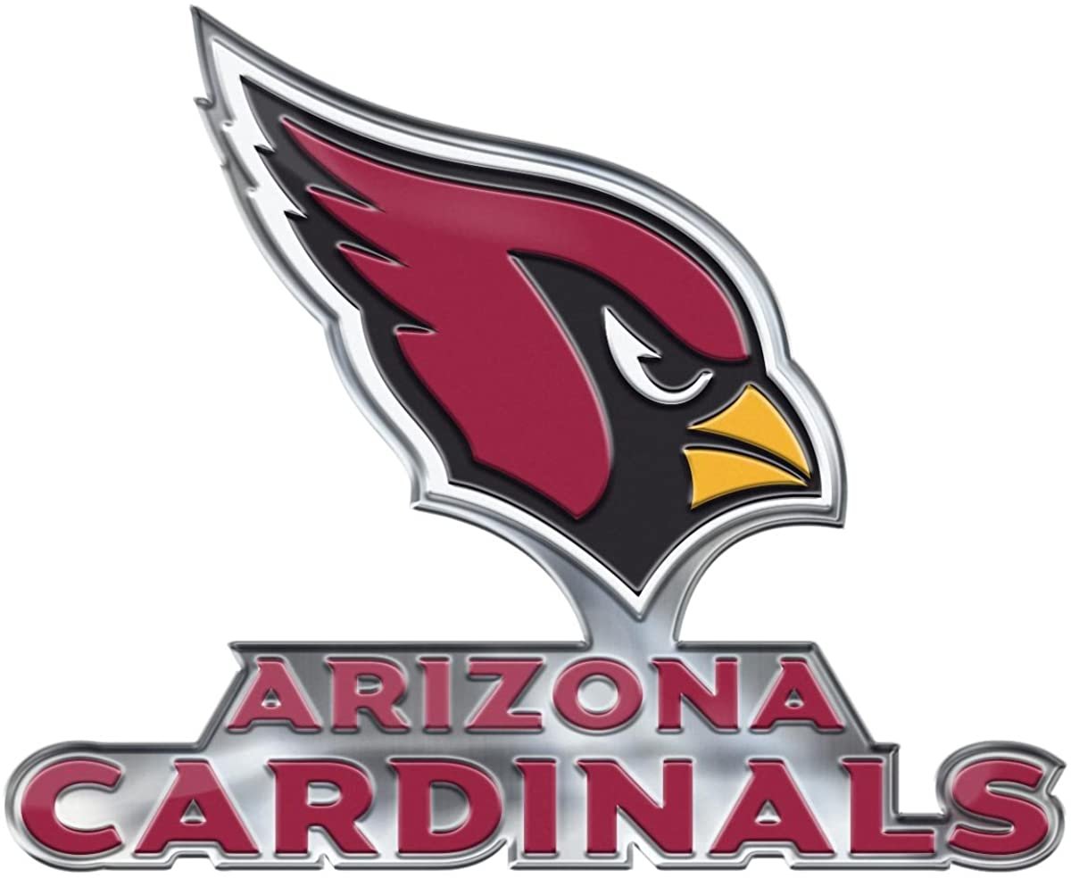 Arizona Cardinals Premium Aluminum Metal Raised Auto Emblem, Alternate Logo, Color Embossed, Full Adhesive Backing